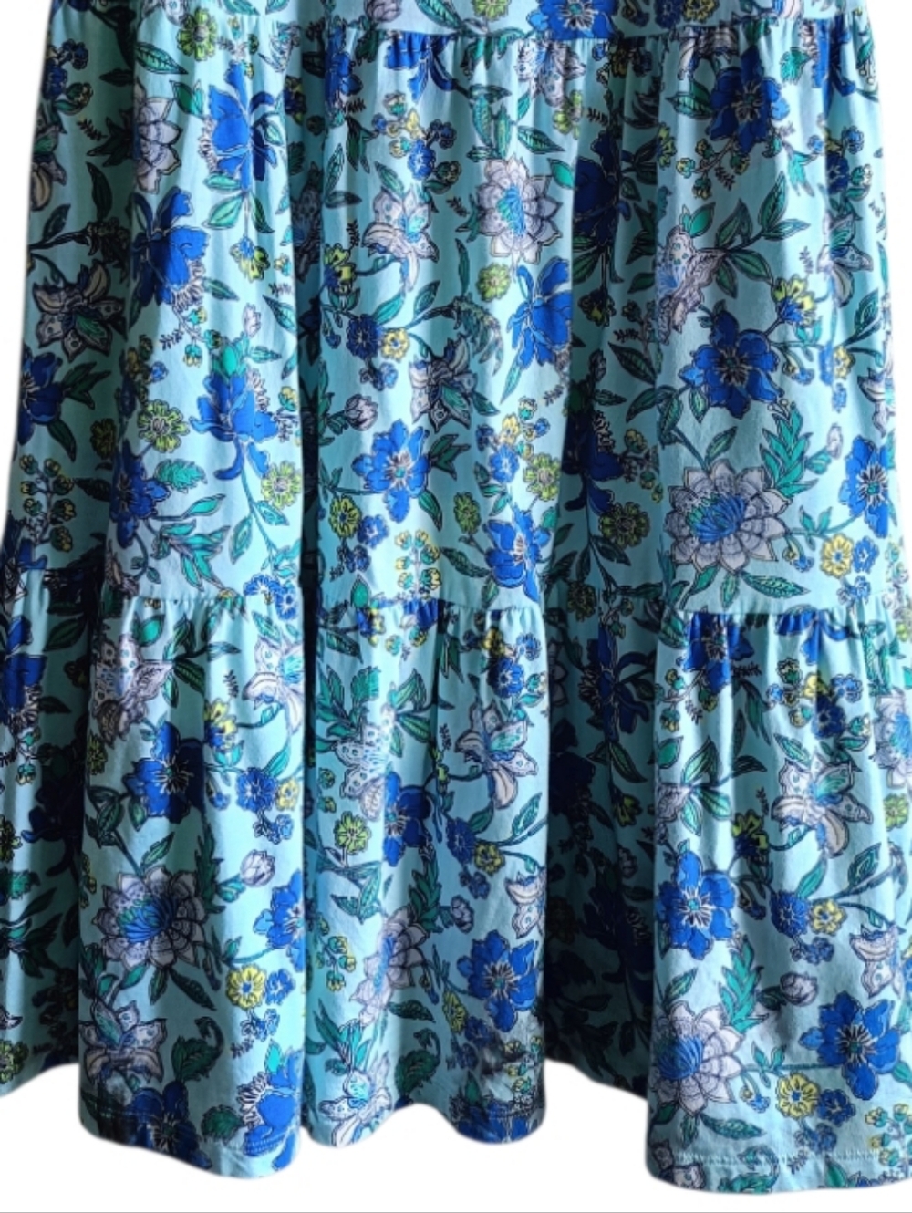 L🍀Blue Floral Tiered Maxi Skirt - Picture 5 of 8